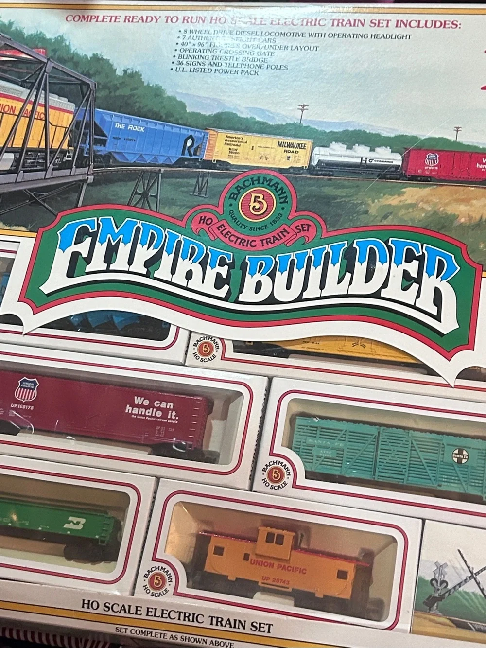 Vintage Bachmann Rail Builder HO Electric Train Set • Diesel Engine + 7 Cars